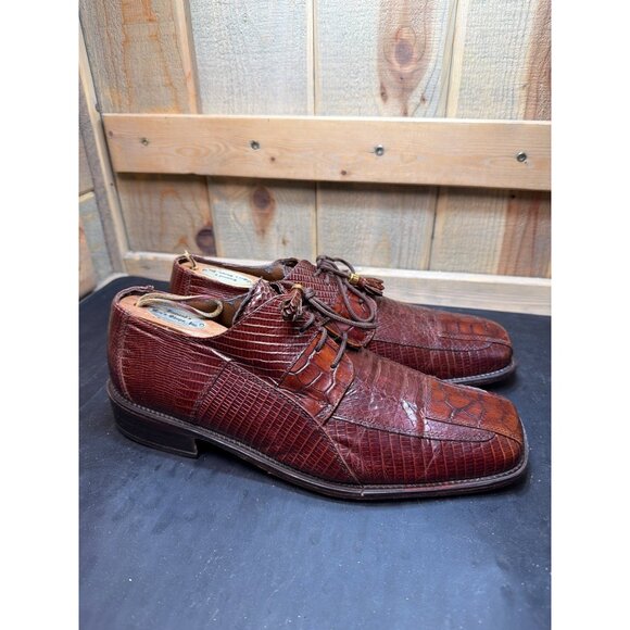 Stacy Adams Mens Genuine Snake & Leather Square Toe Dress Shoes 8.5 Brown main image 4